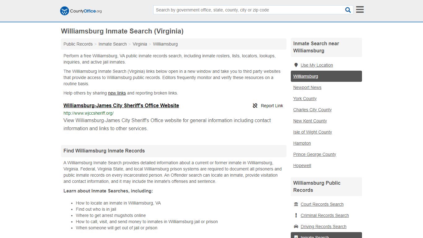 Inmate Search - Williamsburg, VA (Inmate Rosters & Locators)