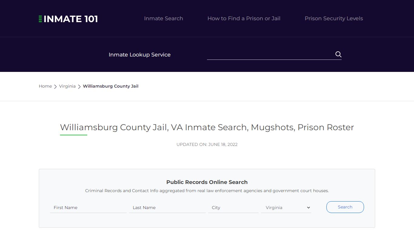 Williamsburg County Jail, VA Inmate Search, Mugshots, Prison Roster ...